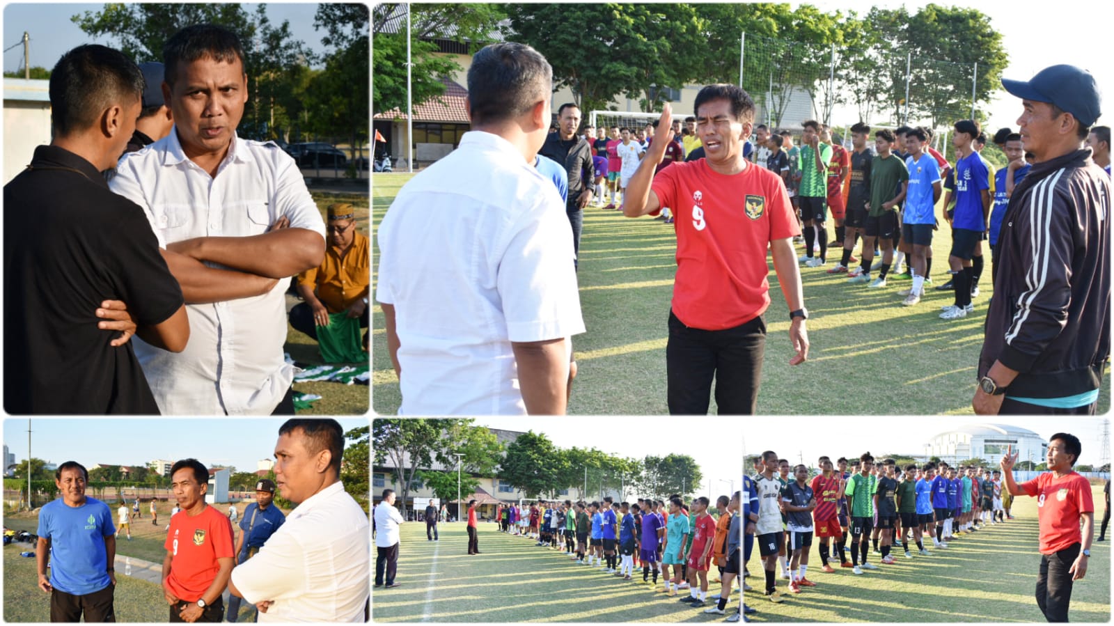 Puluhan Mahasiswa Unesa Latihan Sepak Bola Bareng Legenda
