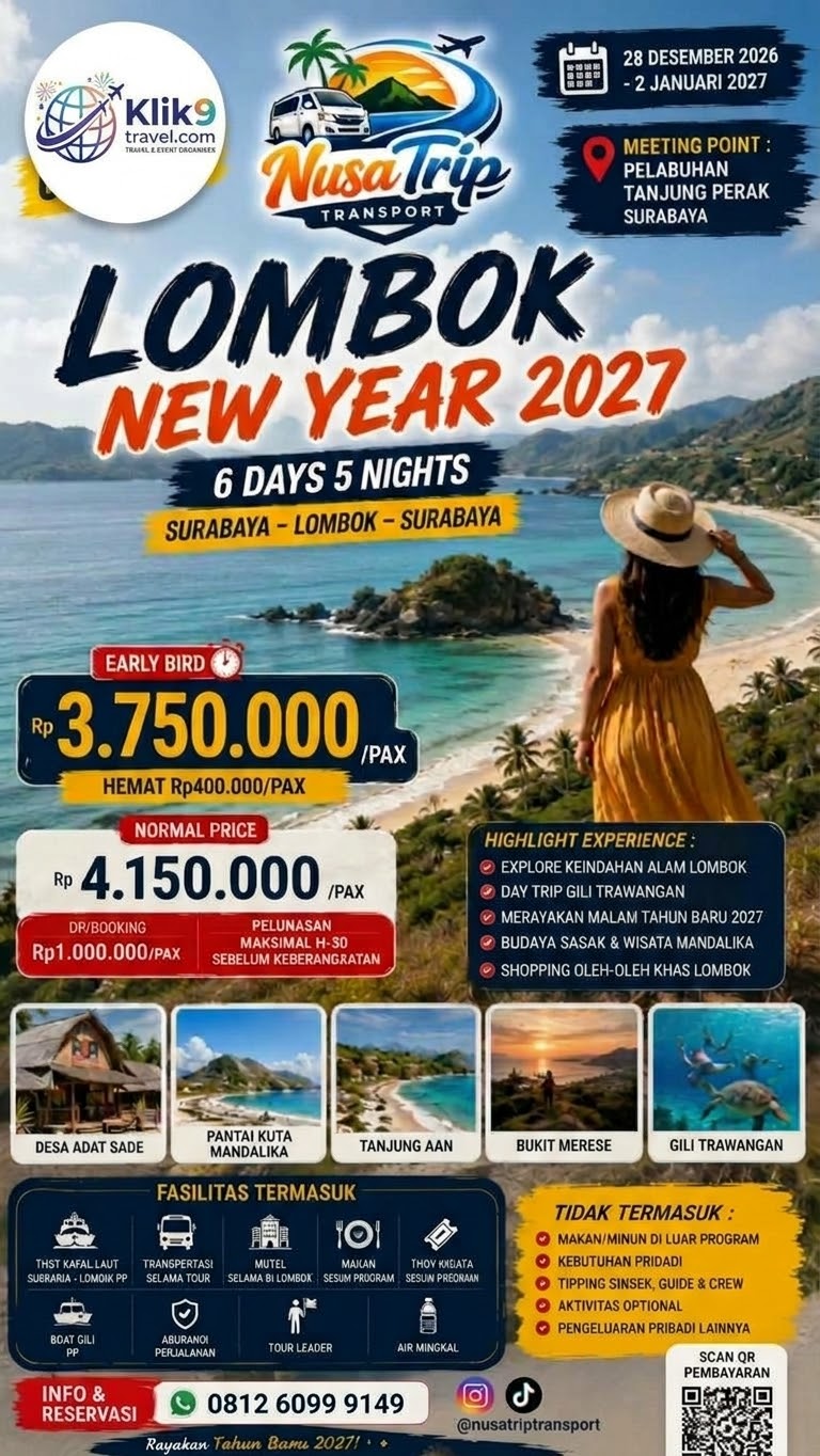 Open Trip Kapal Laut Surabaya–Lombok Spesial Tahun Baru 2027